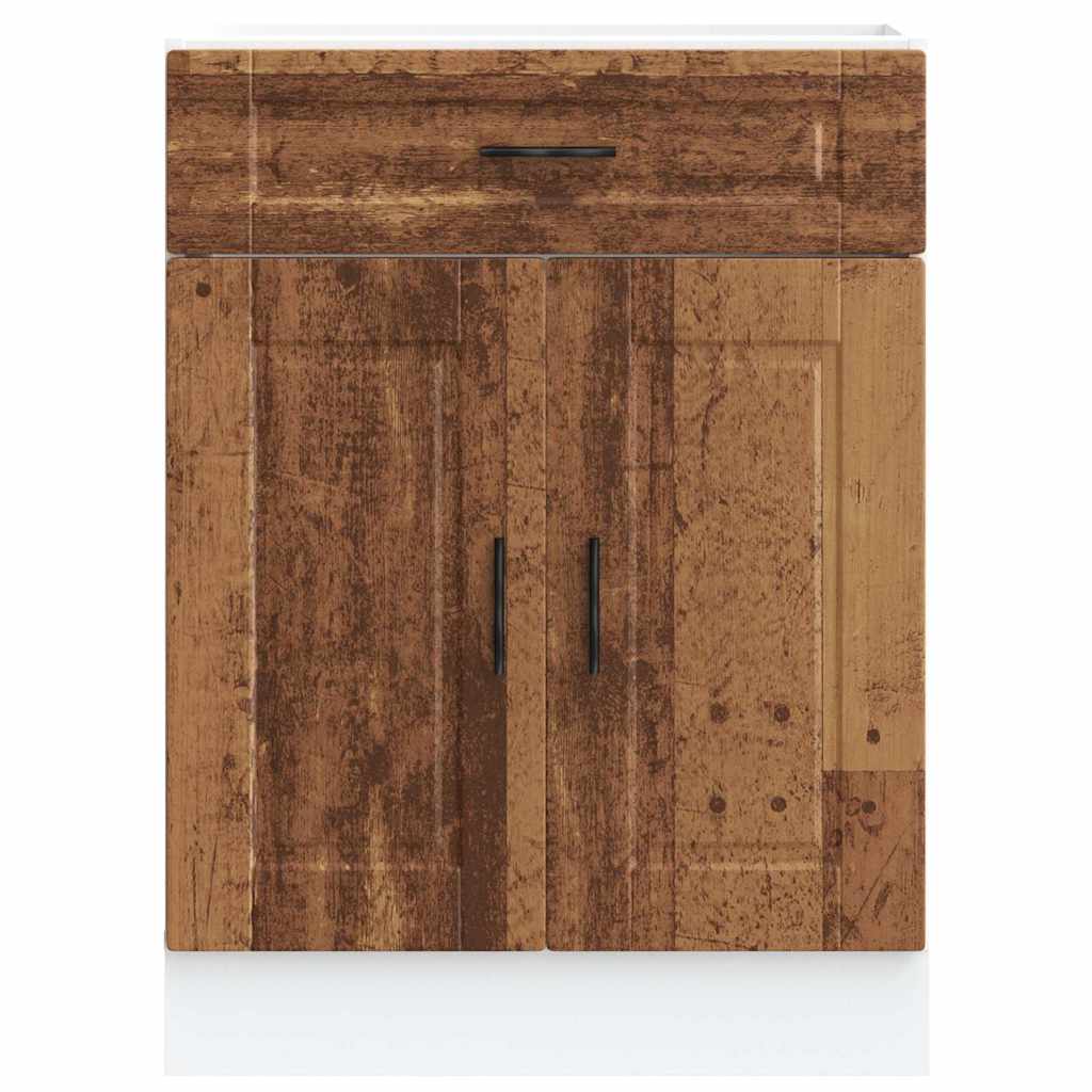 Onderkast "Porto" bewerkt hout oud houtkleurig is nu te koop bij PeponiXL, paradijselijk wonen!