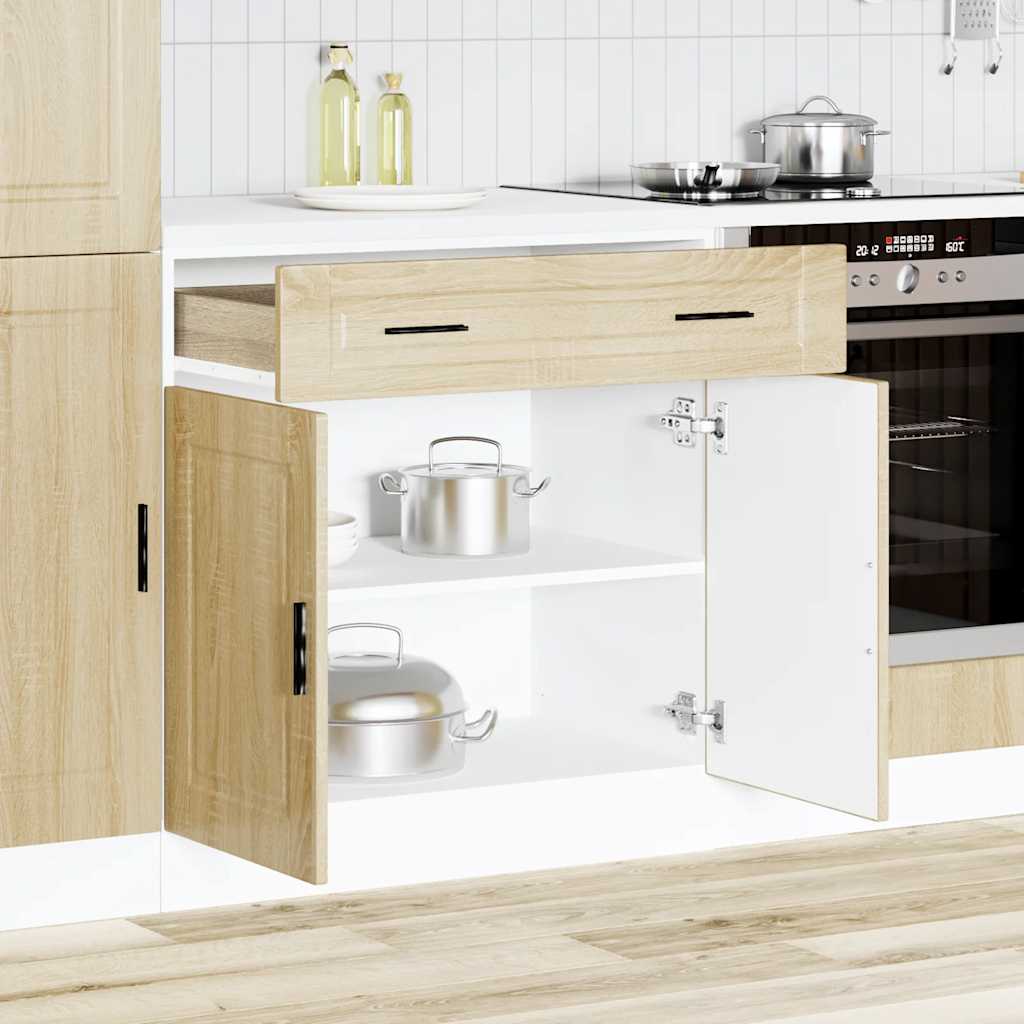 Onderkast "Porto" bewerkt hout sonoma eikenkleurig is nu te koop bij PeponiXL, paradijselijk wonen!