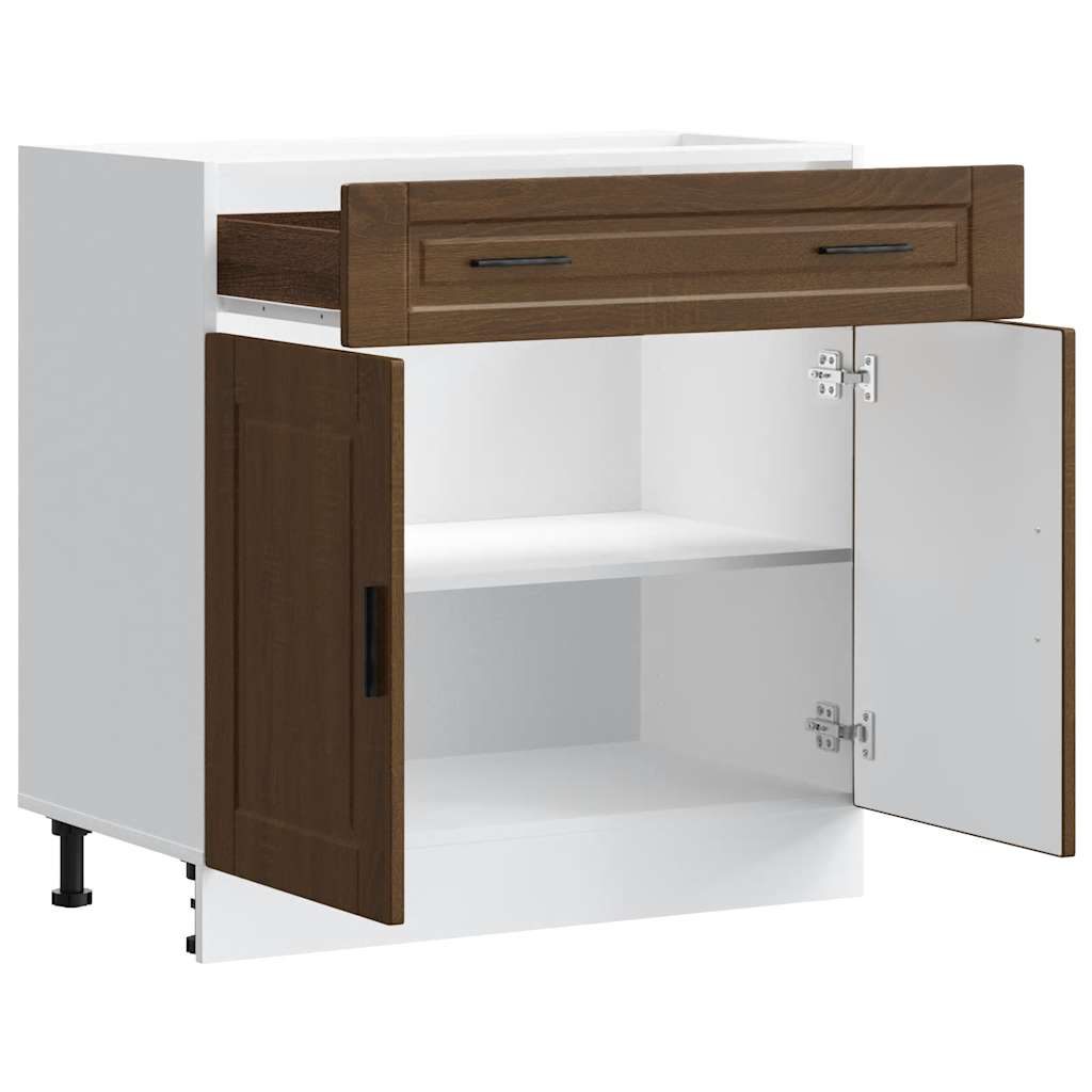 Onderkast "Porto" bewerkt hout bruin eikenkleur is nu te koop bij PeponiXL, paradijselijk wonen!