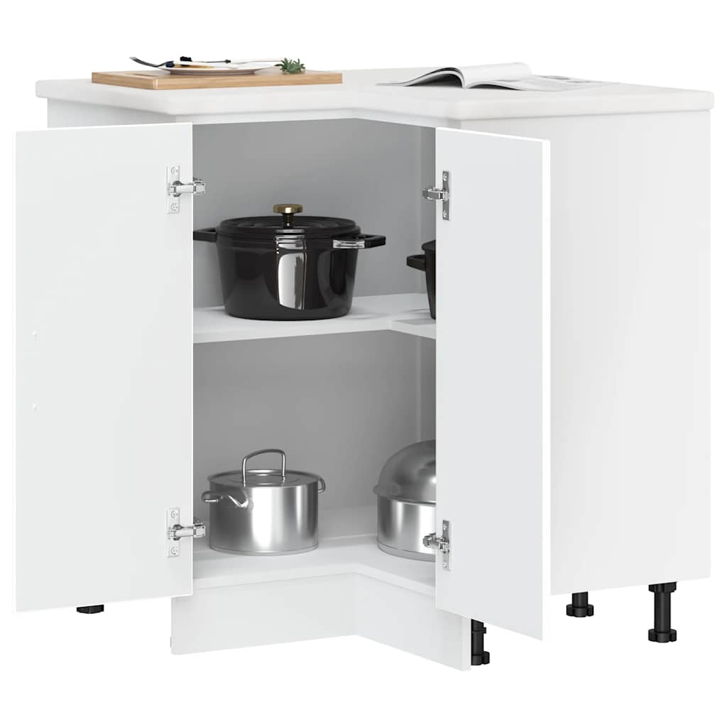 Keuken hoekonderkast "Porto" bewerkt hout wit is nu te koop bij PeponiXL, paradijselijk wonen!