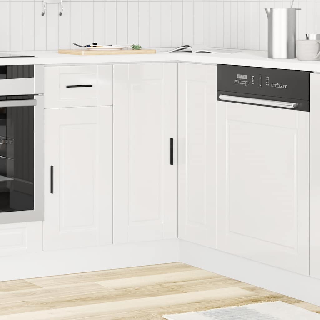 Keuken hoekonderkast "Porto" bewerkt hout hoogglans wit is nu te koop bij PeponiXL, paradijselijk wonen!