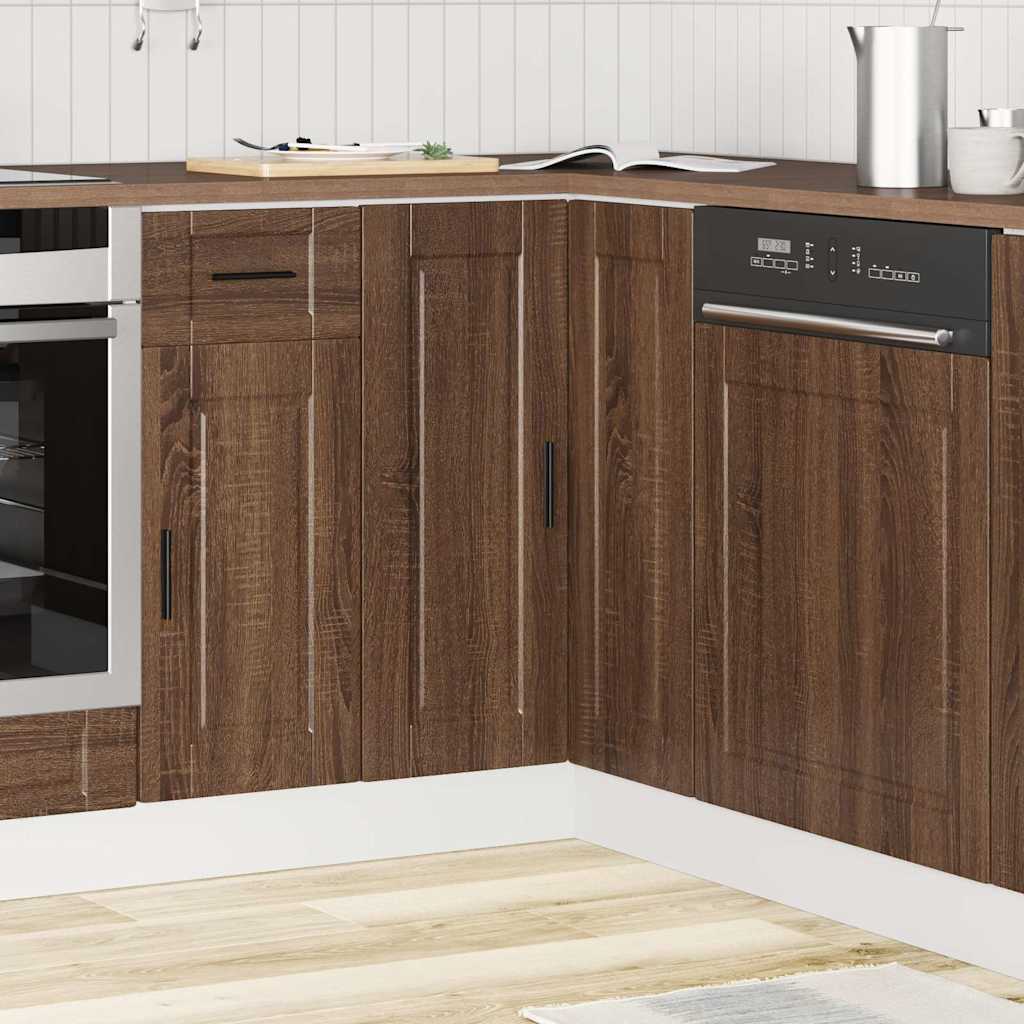 Keuken hoekonderkast "Porto" bewerkt hout bruin eikenkleur is nu te koop bij PeponiXL, paradijselijk wonen!