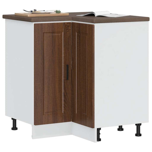 Keuken hoekonderkast "Porto" bewerkt hout bruin eikenkleur is nu te koop bij PeponiXL, paradijselijk wonen!
