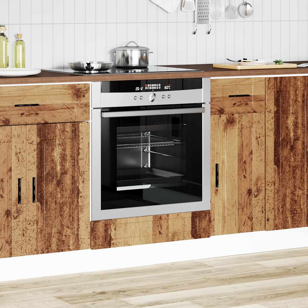 Ovenkast "Porto" bewerkt hout oud houtkleurig is nu te koop bij PeponiXL, paradijselijk wonen!