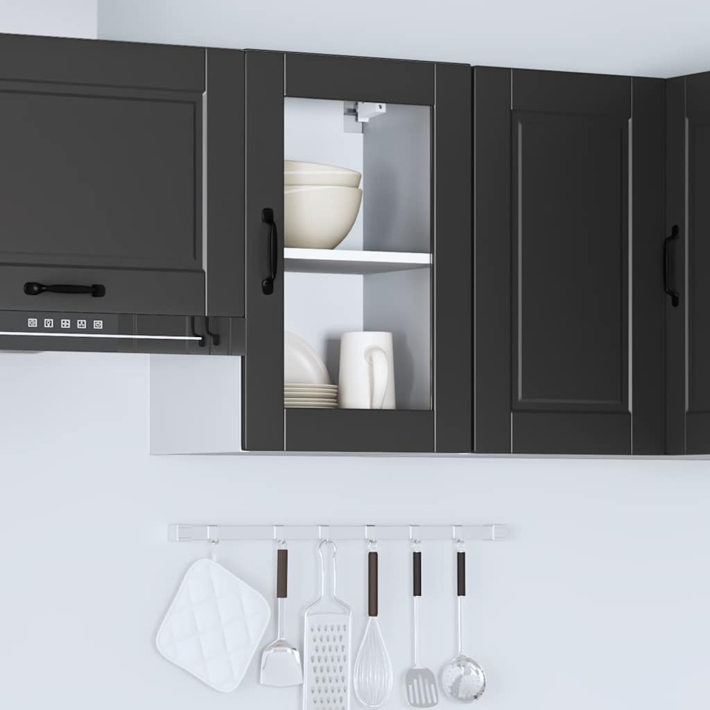 Keukenbovenkast met glazen deur Porto zwart is nu te koop bij PeponiXL, paradijselijk wonen!