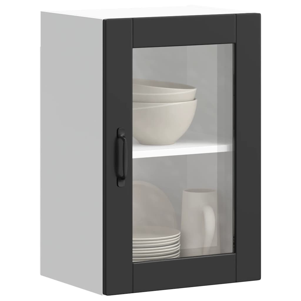 Keukenbovenkast met glazen deur Porto zwart is nu te koop bij PeponiXL, paradijselijk wonen!