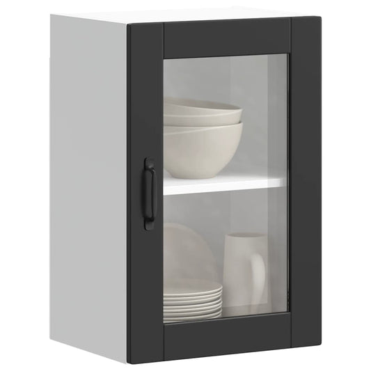 Keukenbovenkast met glazen deur Porto zwart is nu te koop bij PeponiXL, paradijselijk wonen!