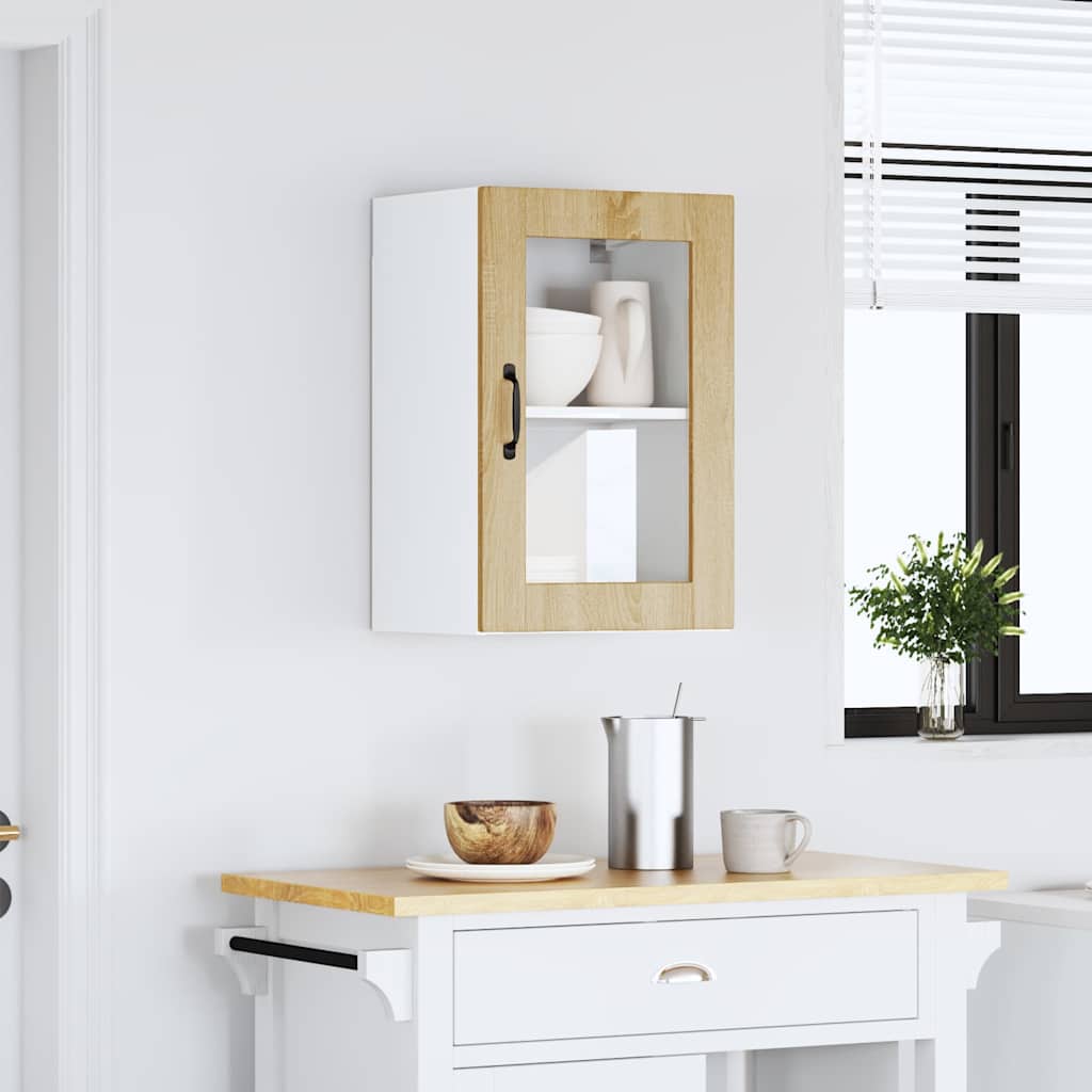 Keukenbovenkast met glazen deur Porto sonoma eikenkleurig is nu te koop bij PeponiXL, paradijselijk wonen!