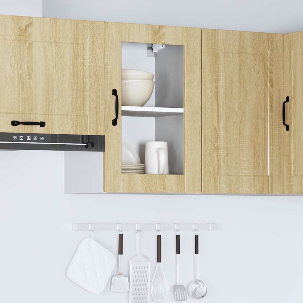 Keukenbovenkast met glazen deur Porto sonoma eikenkleurig is nu te koop bij PeponiXL, paradijselijk wonen!