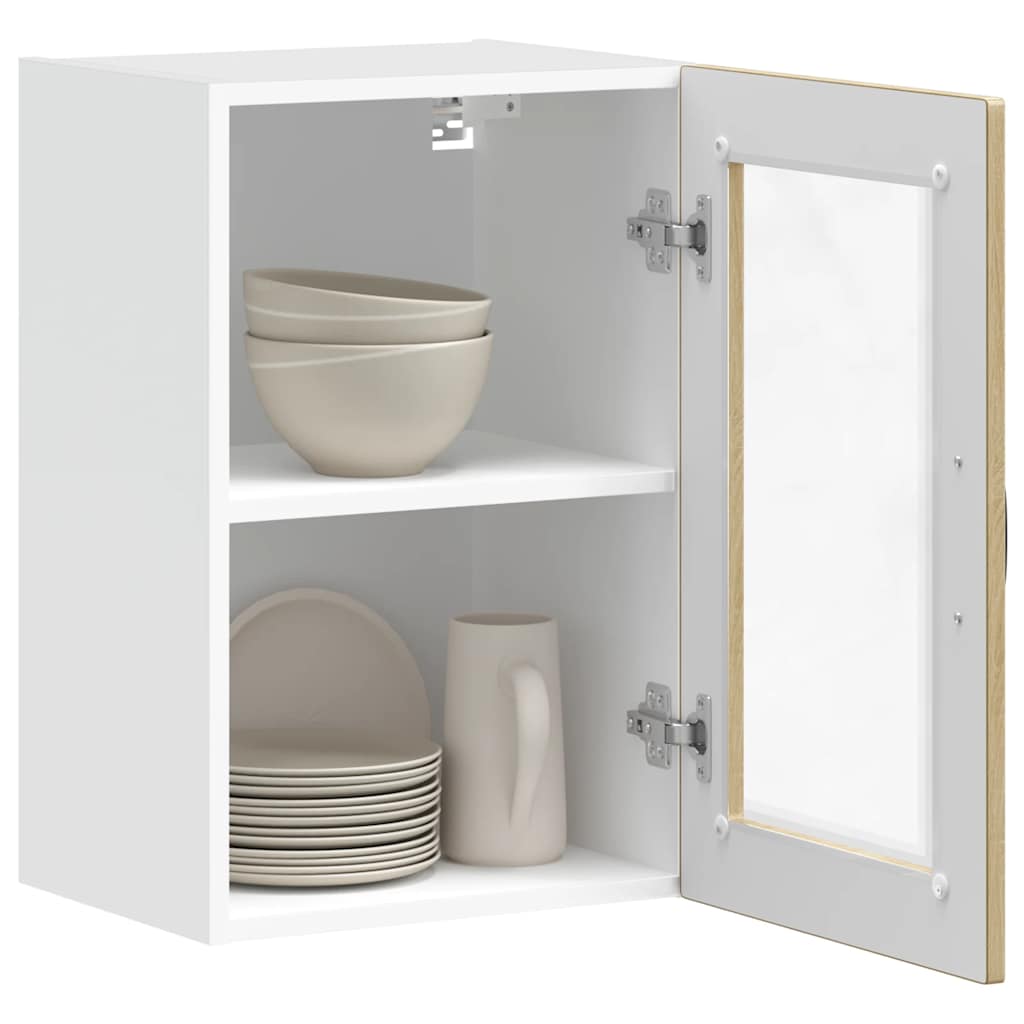 Keukenbovenkast met glazen deur Porto sonoma eikenkleurig is nu te koop bij PeponiXL, paradijselijk wonen!