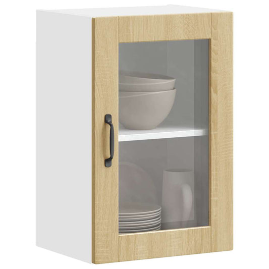 Keukenbovenkast met glazen deur Porto sonoma eikenkleurig is nu te koop bij PeponiXL, paradijselijk wonen!