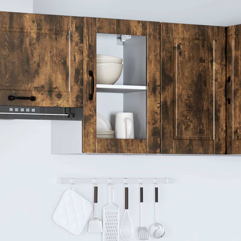 Keukenbovenkast met glazen deur Porto gerookt eikenkleurig is nu te koop bij PeponiXL, paradijselijk wonen!