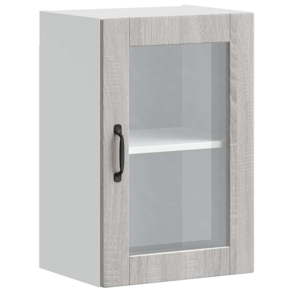 Keukenbovenkast met glazen deur Porto grijs sonoma eiken is nu te koop bij PeponiXL, paradijselijk wonen!