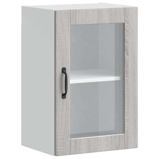 Keukenbovenkast met glazen deur Porto grijs sonoma eiken is nu te koop bij PeponiXL, paradijselijk wonen!