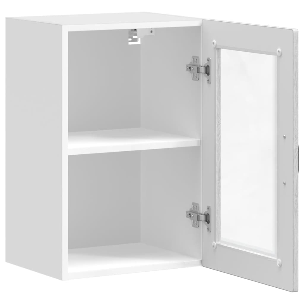 Keukenbovenkast met glazen deur Porto grijs sonoma eiken is nu te koop bij PeponiXL, paradijselijk wonen!