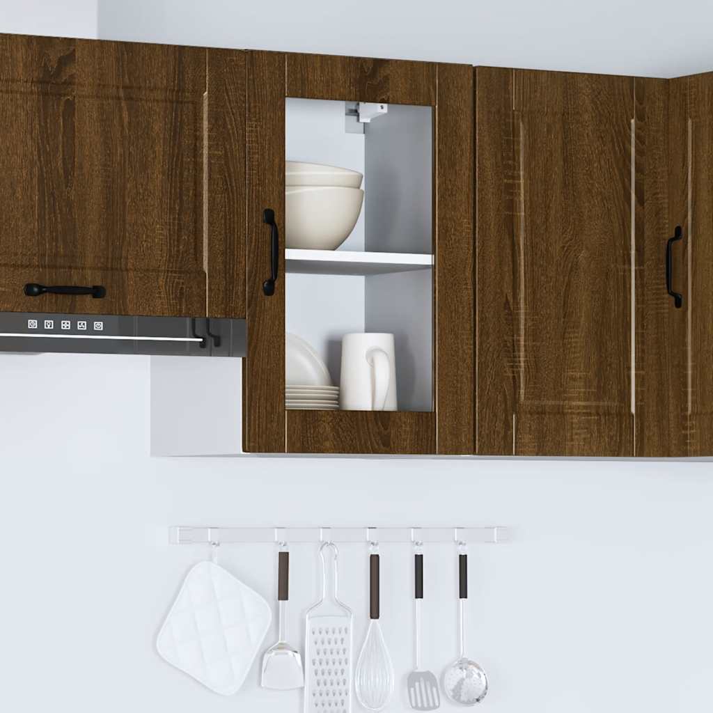 Keukenbovenkast met glazen deur Porto bruin eikenkleur is nu te koop bij PeponiXL, paradijselijk wonen!