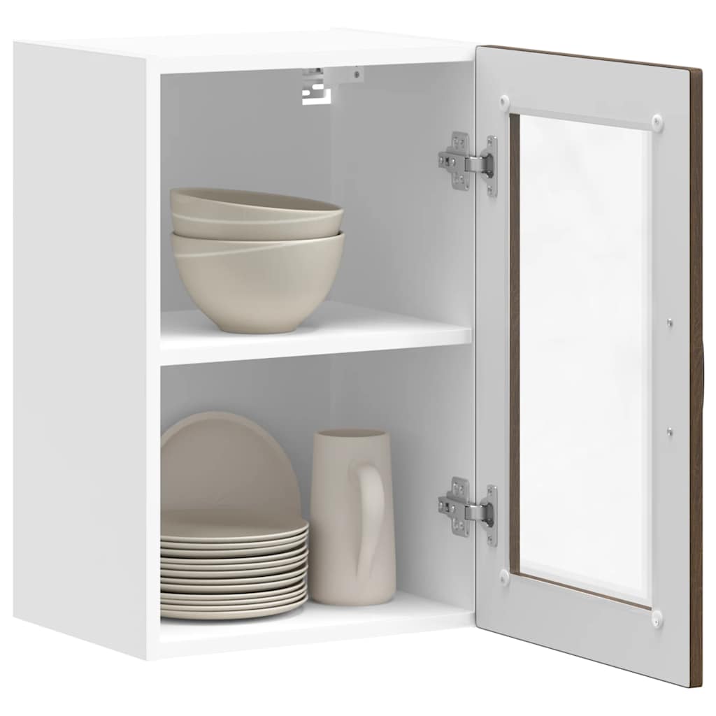 Keukenbovenkast met glazen deur Porto bruin eikenkleur is nu te koop bij PeponiXL, paradijselijk wonen!