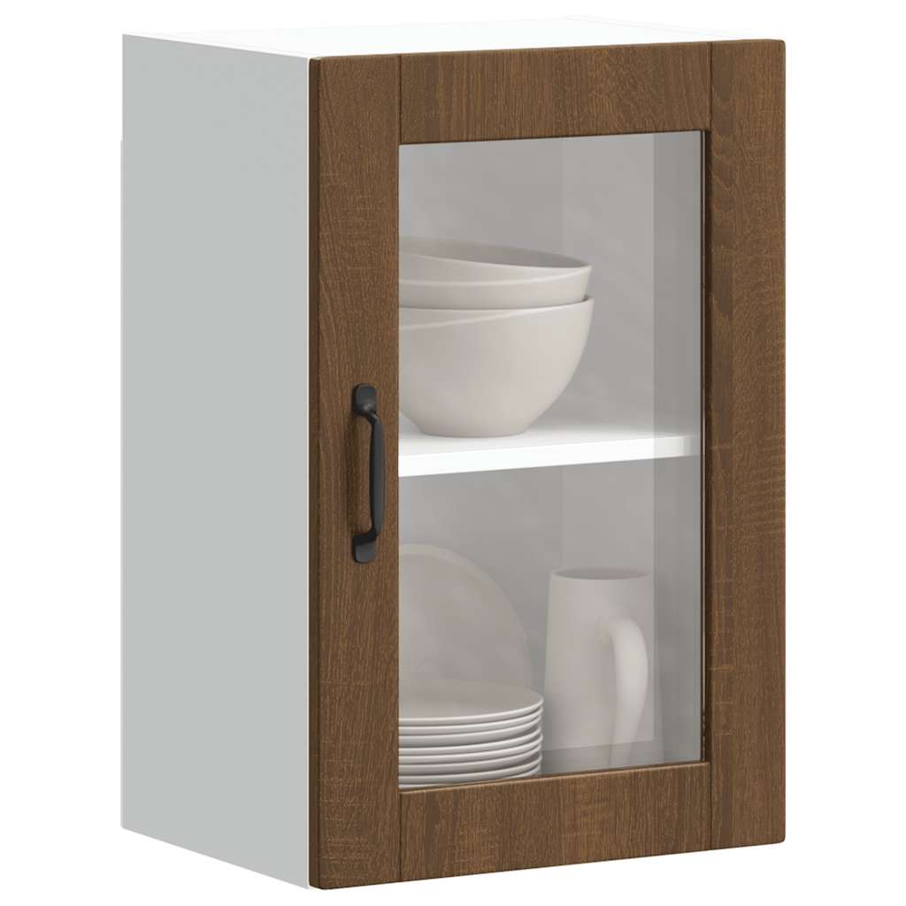 Keukenbovenkast met glazen deur Porto bruin eikenkleur is nu te koop bij PeponiXL, paradijselijk wonen!
