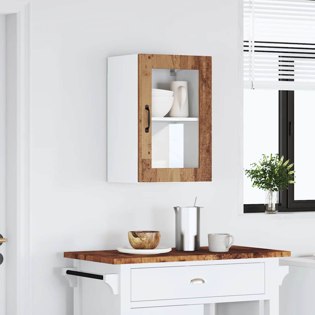 Keukenbovenkast met glazen deur Porto oud houtkleurig is nu te koop bij PeponiXL, paradijselijk wonen!