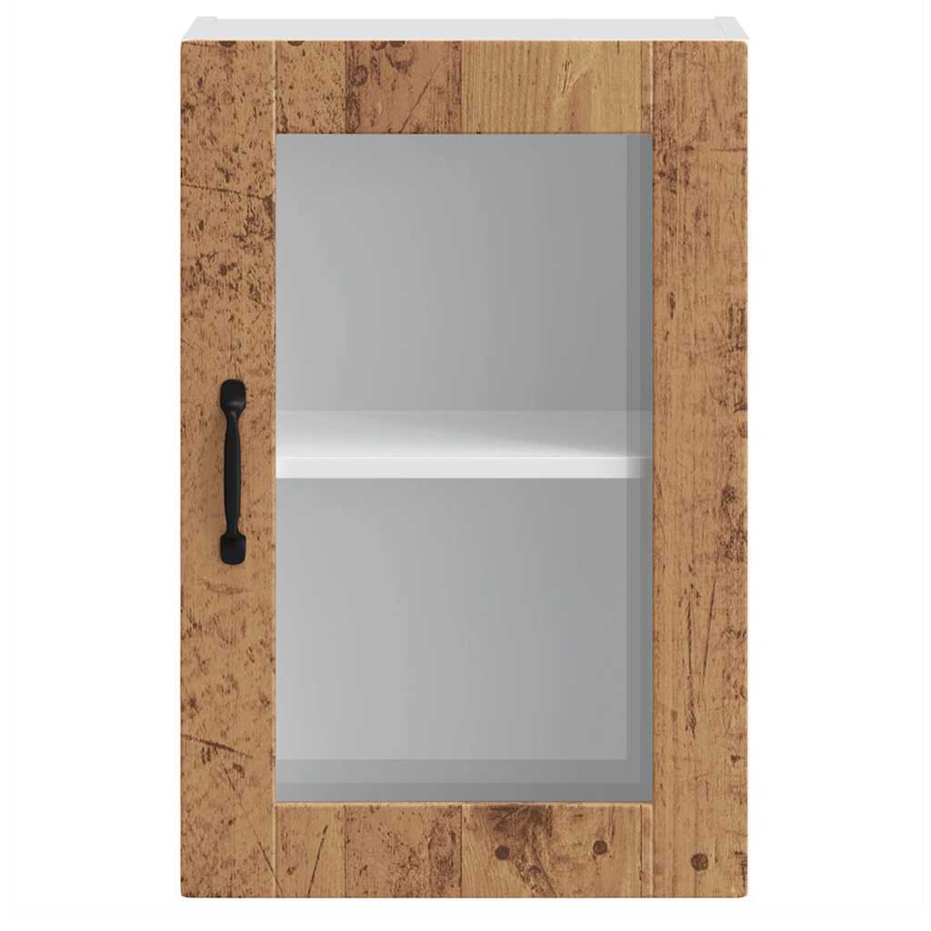 Keukenbovenkast met glazen deur Porto oud houtkleurig is nu te koop bij PeponiXL, paradijselijk wonen!