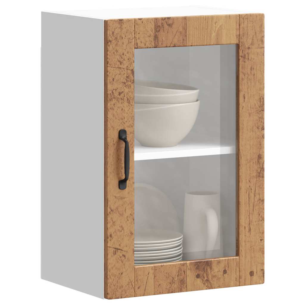 Keukenbovenkast met glazen deur Porto oud houtkleurig is nu te koop bij PeponiXL, paradijselijk wonen!