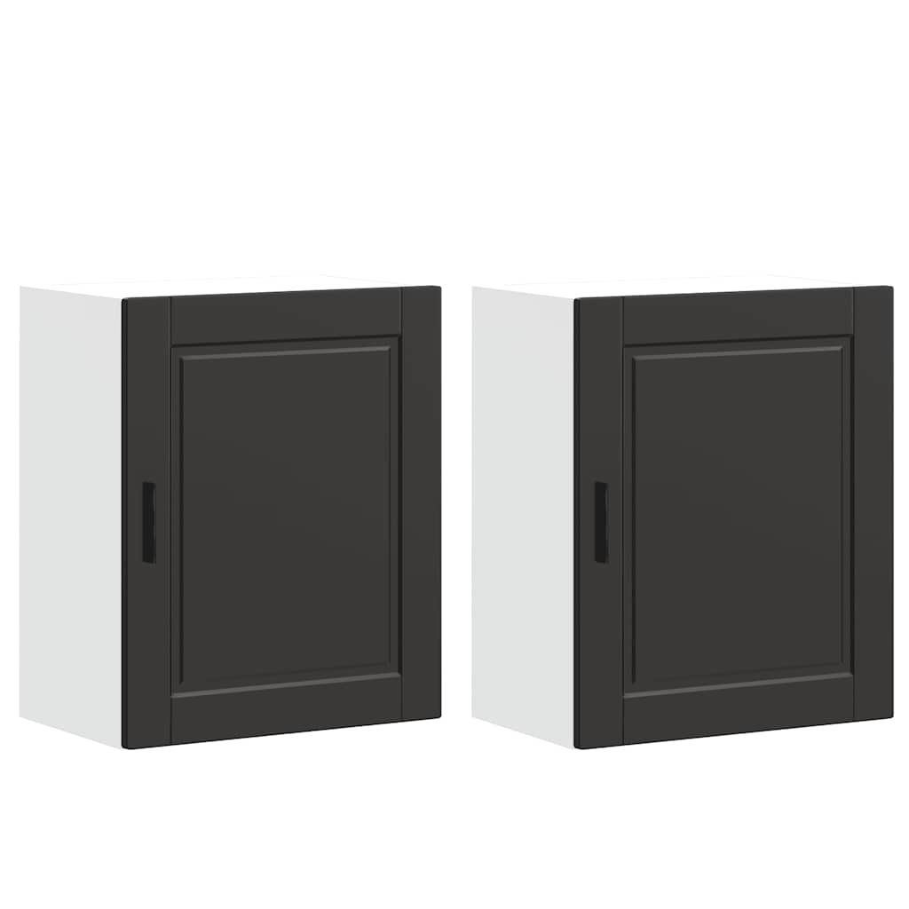Keukenbovenkasten 2 st Porto bewerkt hout zwart is nu te koop bij PeponiXL, paradijselijk wonen!