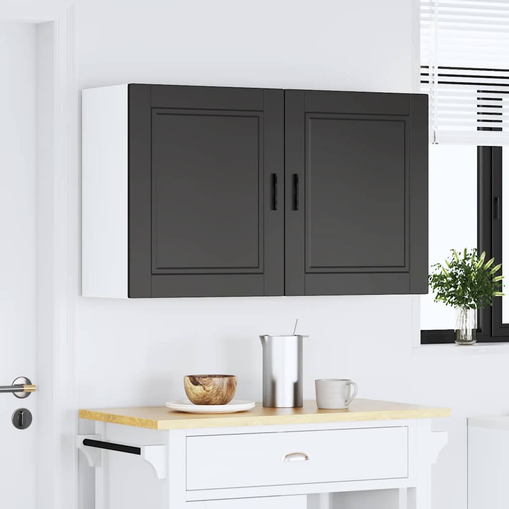 Keukenbovenkasten 2 st Porto bewerkt hout zwart is nu te koop bij PeponiXL, paradijselijk wonen!