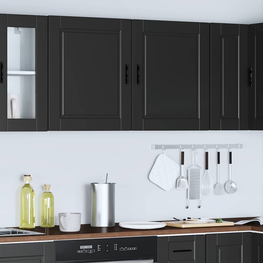 Keukenbovenkasten 2 st Porto bewerkt hout zwart is nu te koop bij PeponiXL, paradijselijk wonen!