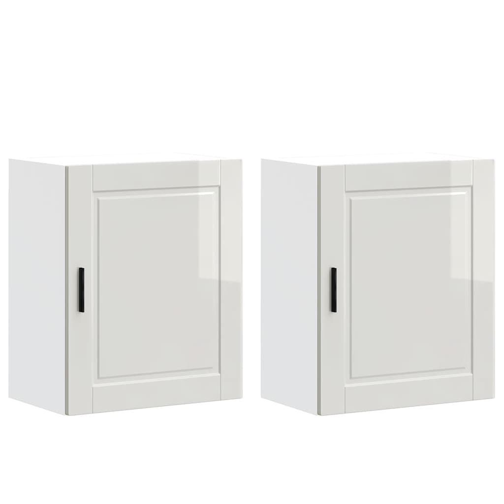 Keukenbovenkasten 2 st Porto bewerkt hout hoogglans wit is nu te koop bij PeponiXL, paradijselijk wonen!