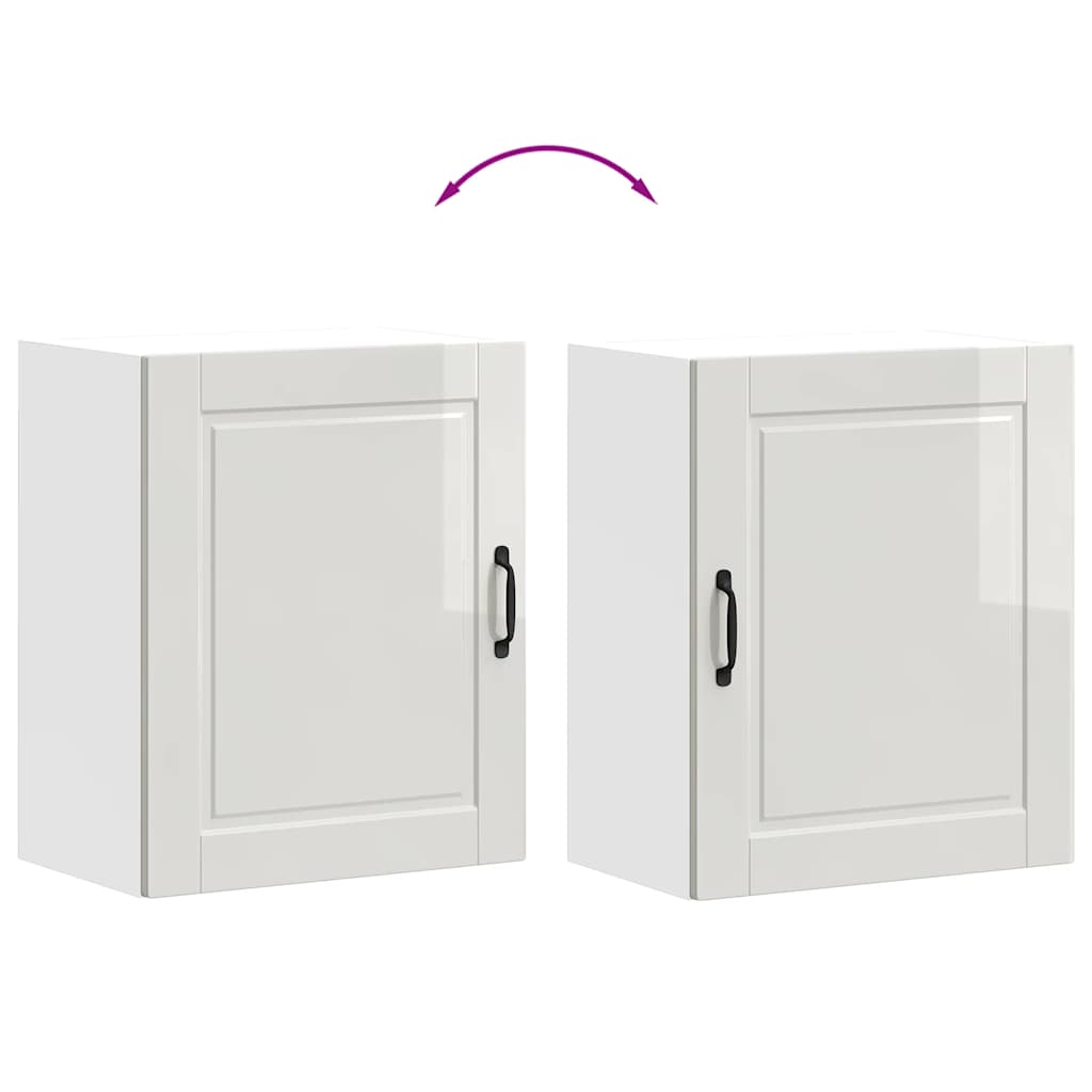 Keukenbovenkasten 2 st Porto bewerkt hout hoogglans wit is nu te koop bij PeponiXL, paradijselijk wonen!