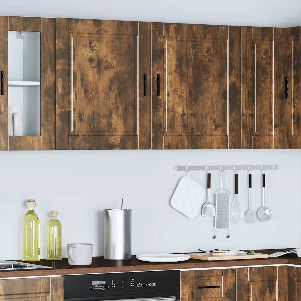 Keukenbovenkasten 2 st Porto bewerkt hout gerookt eikenkleurig is nu te koop bij PeponiXL, paradijselijk wonen!