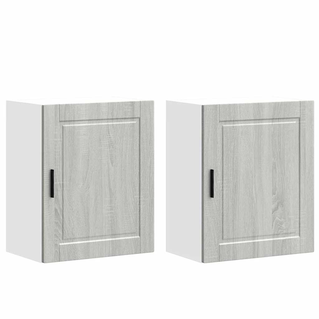 Keukenbovenkasten 2 st Porto bewerkt hout grijs sonoma eiken is nu te koop bij PeponiXL, paradijselijk wonen!