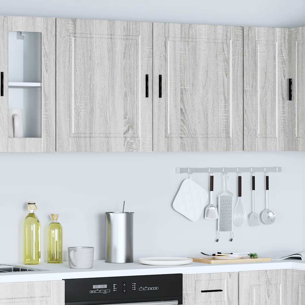 Keukenbovenkasten 2 st Porto bewerkt hout grijs sonoma eiken is nu te koop bij PeponiXL, paradijselijk wonen!