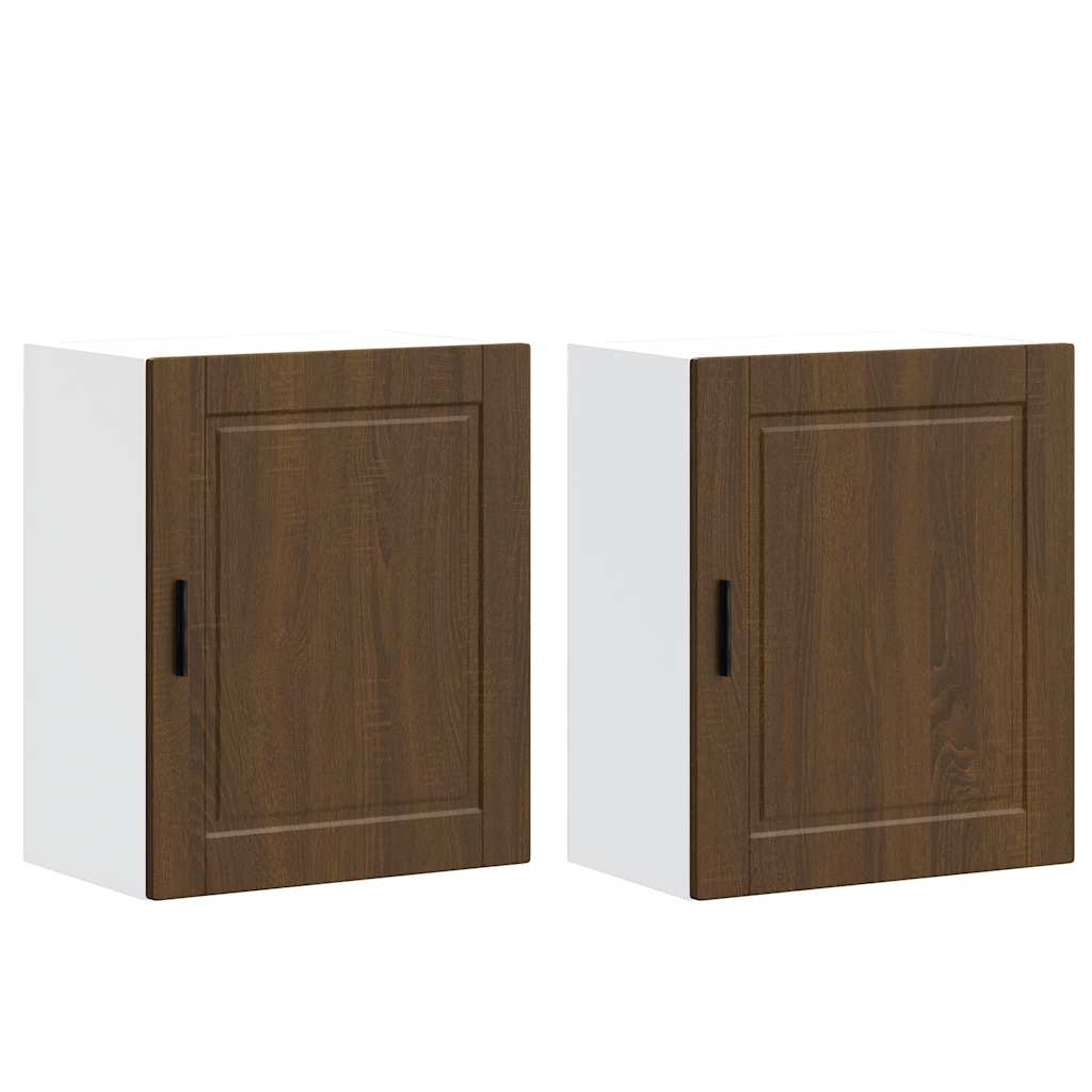 Keukenbovenkasten 2 st Porto bewerkt hout bruin eikenkleur is nu te koop bij PeponiXL, paradijselijk wonen!