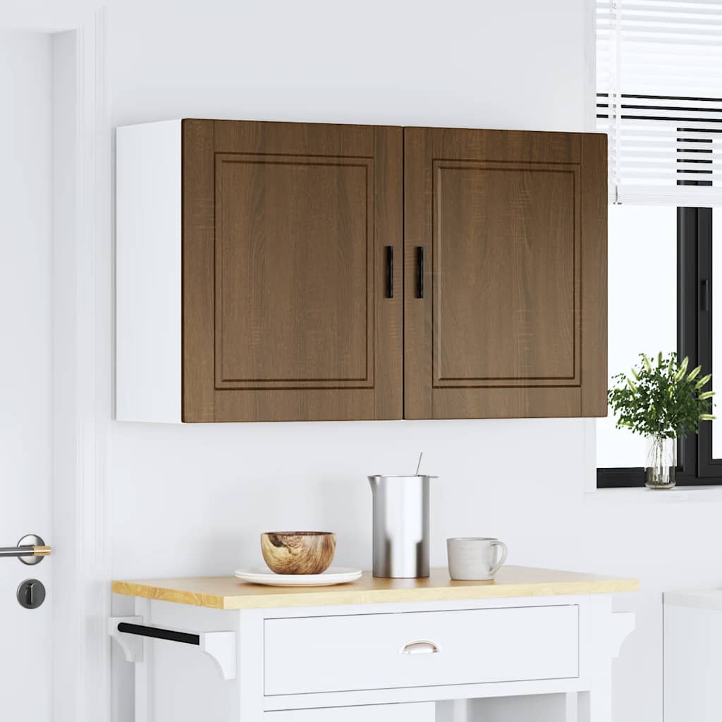Keukenbovenkasten 2 st Porto bewerkt hout bruin eikenkleur is nu te koop bij PeponiXL, paradijselijk wonen!