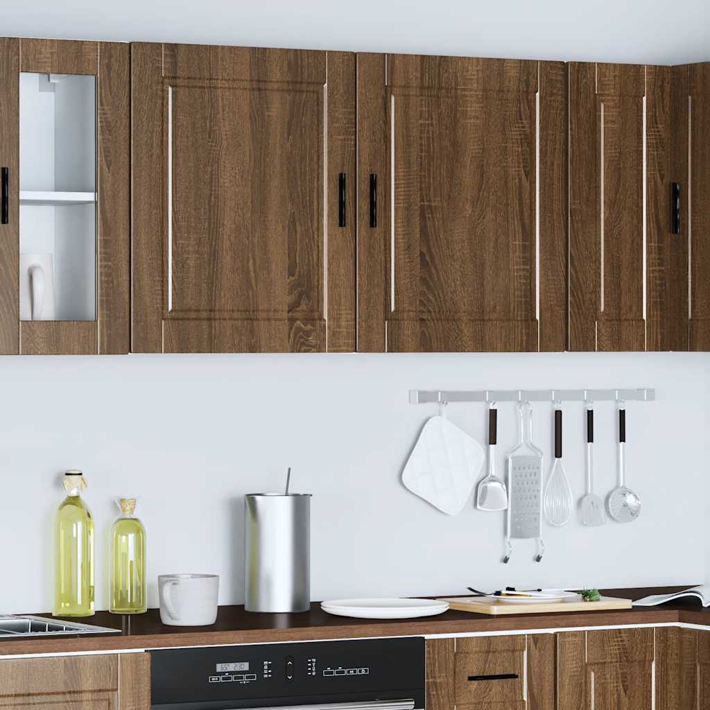Keukenbovenkasten 2 st Porto bewerkt hout bruin eikenkleur is nu te koop bij PeponiXL, paradijselijk wonen!