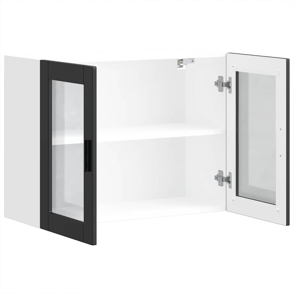 Keukenbovenkast met glazen deur Porto zwart is nu te koop bij PeponiXL, paradijselijk wonen!