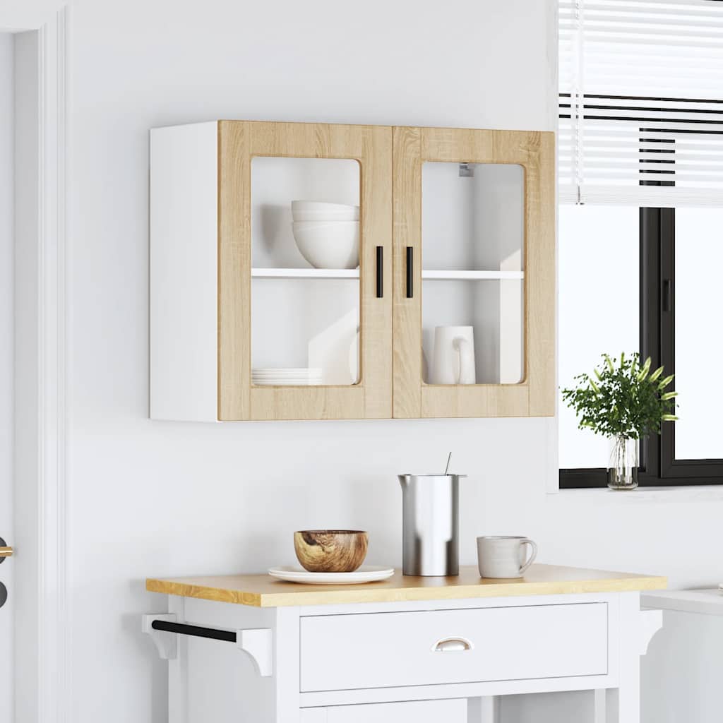 Keukenbovenkast met glazen deur Porto sonoma eikenkleurig is nu te koop bij PeponiXL, paradijselijk wonen!