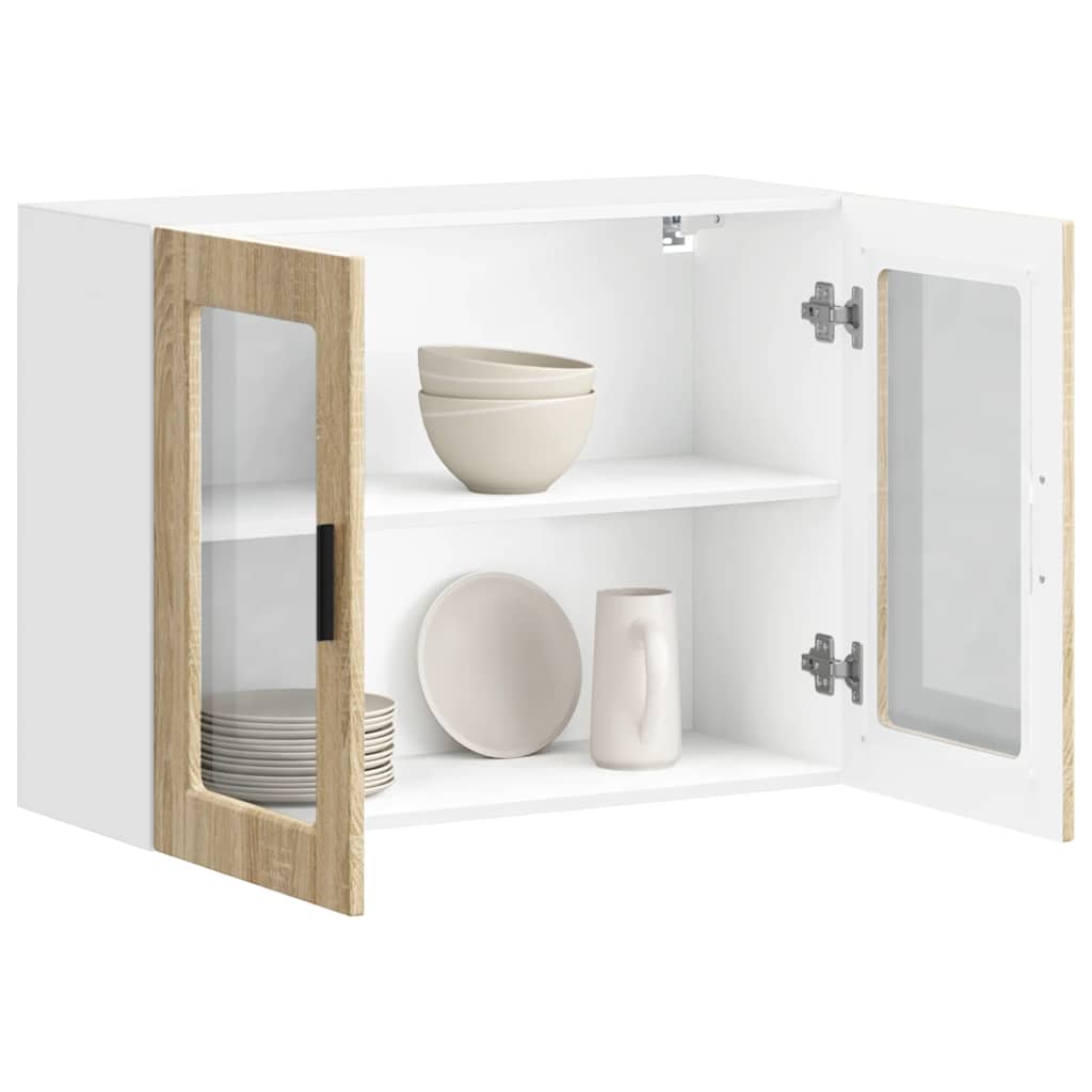 Keukenbovenkast met glazen deur Porto sonoma eikenkleurig is nu te koop bij PeponiXL, paradijselijk wonen!