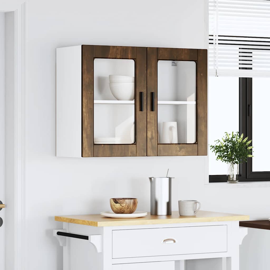 Keukenbovenkast met glazen deur Porto gerookt eikenkleurig is nu te koop bij PeponiXL, paradijselijk wonen!