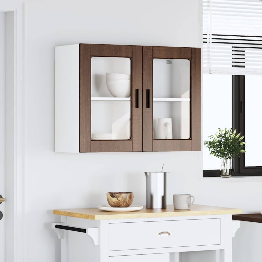 Keukenbovenkast met glazen deur Porto bruin eikenkleur is nu te koop bij PeponiXL, paradijselijk wonen!