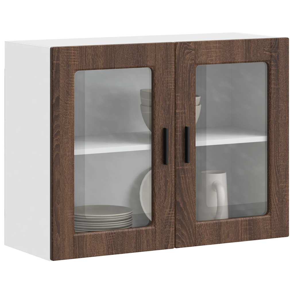 Keukenbovenkast met glazen deur Porto bruin eikenkleur is nu te koop bij PeponiXL, paradijselijk wonen!