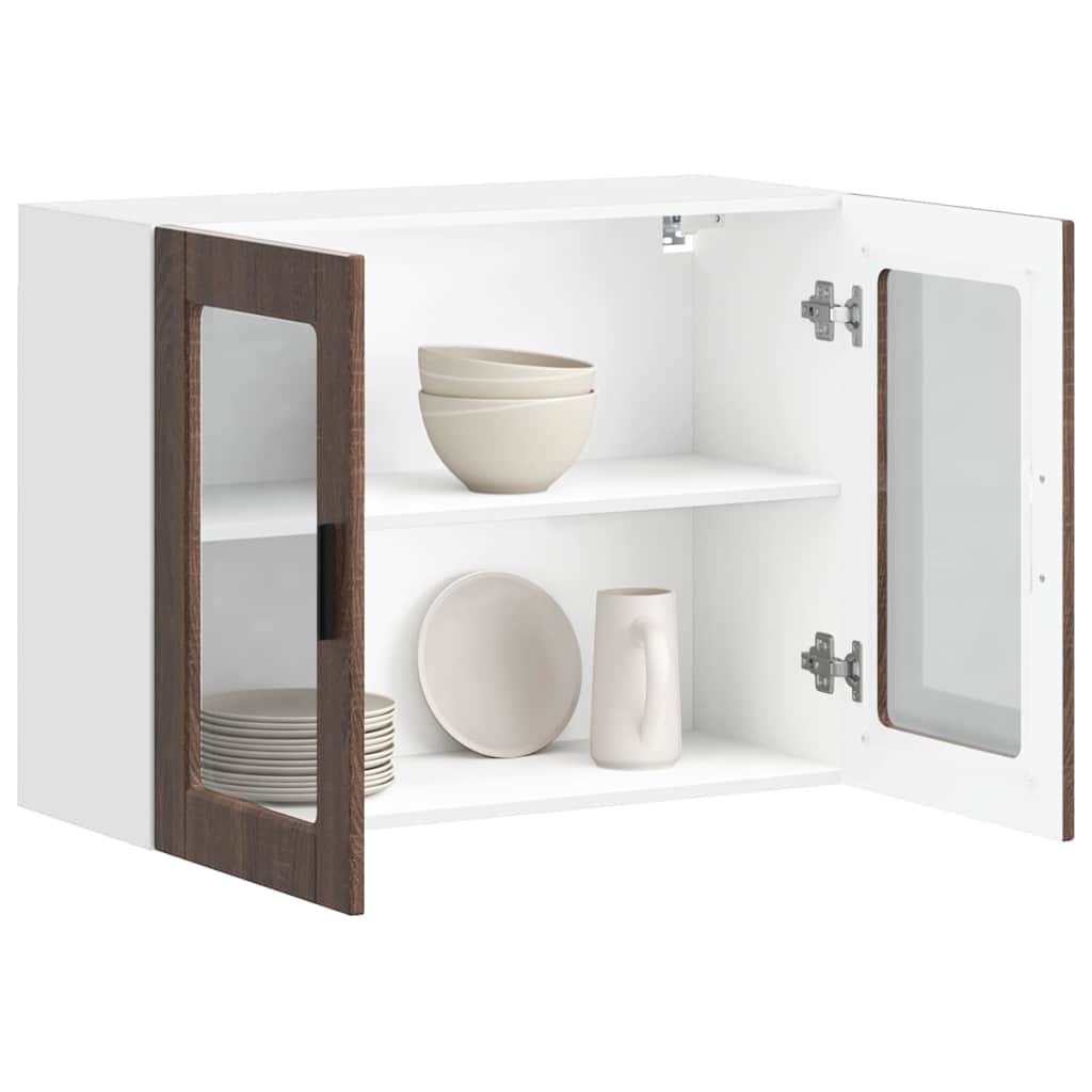 Keukenbovenkast met glazen deur Porto bruin eikenkleur is nu te koop bij PeponiXL, paradijselijk wonen!