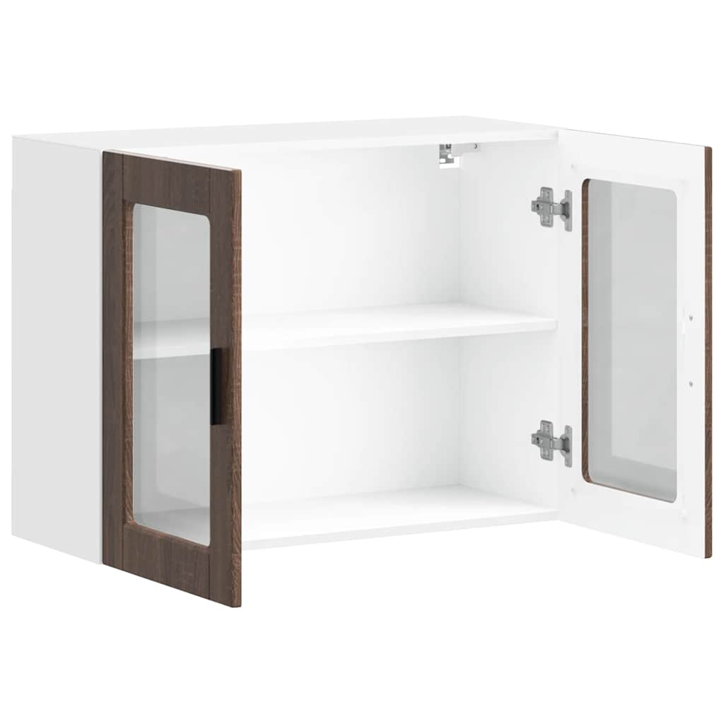 Keukenbovenkast met glazen deur Porto bruin eikenkleur is nu te koop bij PeponiXL, paradijselijk wonen!