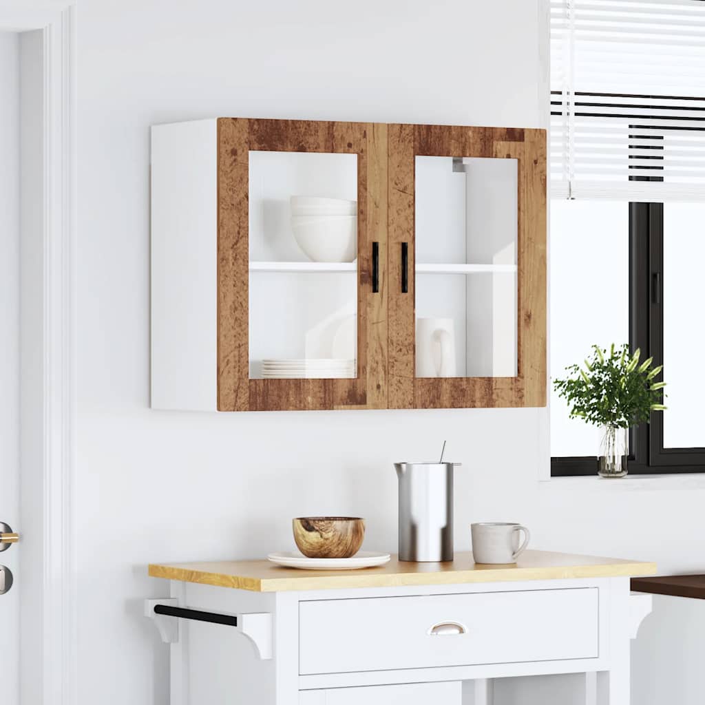 Keukenbovenkast met glazen deur Porto oud houtkleurig is nu te koop bij PeponiXL, paradijselijk wonen!