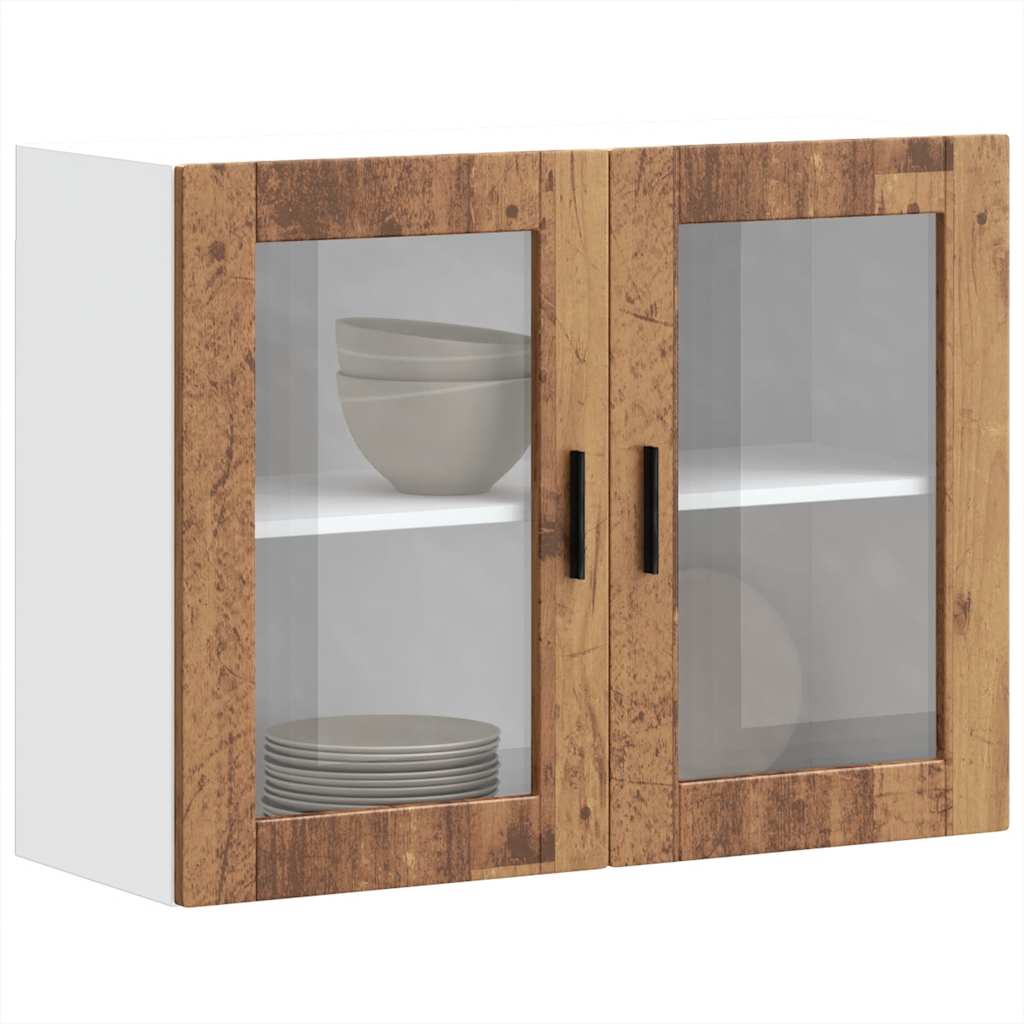 Keukenbovenkast met glazen deur Porto oud houtkleurig is nu te koop bij PeponiXL, paradijselijk wonen!