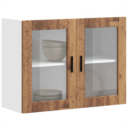 Keukenbovenkast met glazen deur Porto oud houtkleurig is nu te koop bij PeponiXL, paradijselijk wonen!