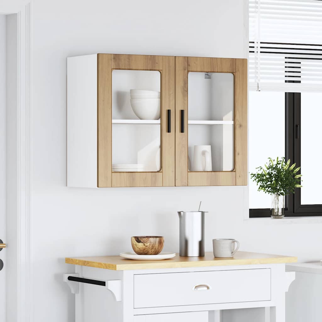 Keukenbovenkast met glazen deur Porto artisanaal eikenkleur is nu te koop bij PeponiXL, paradijselijk wonen!