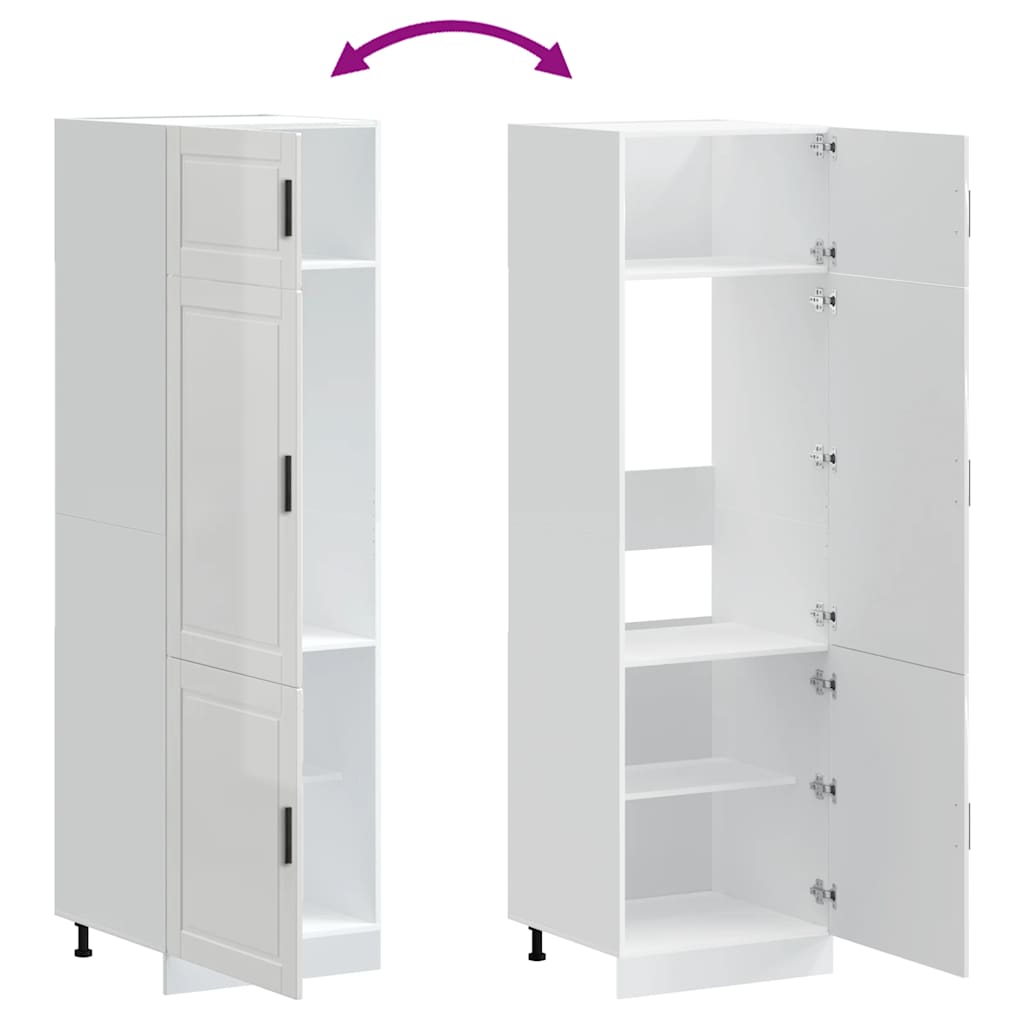 Keukenkast Porto bewerkt hout hoogglans wit is nu te koop bij PeponiXL, paradijselijk wonen!