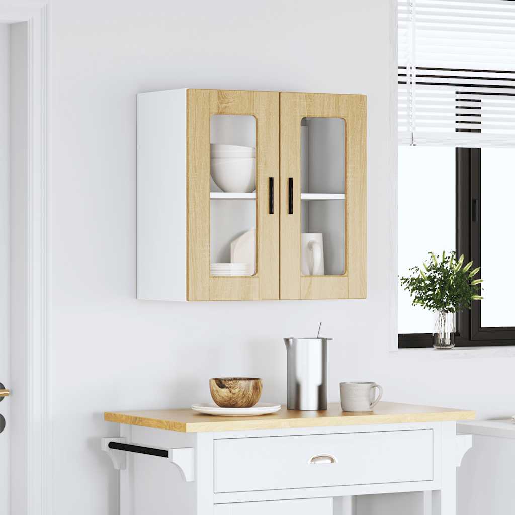Keukenbovenkast met glazen deur Porto sonoma eikenkleurig is nu te koop bij PeponiXL, paradijselijk wonen!